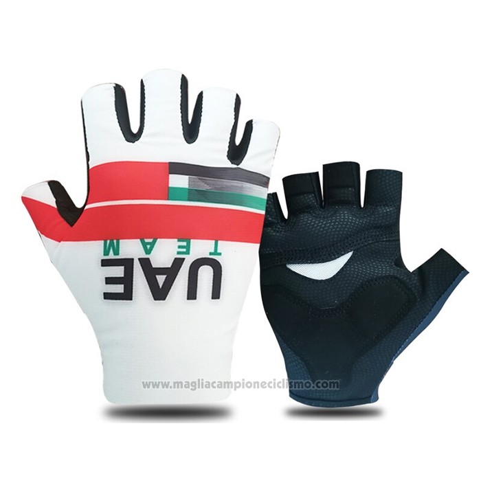 2021 UAE Guanti Corti Ciclismo Bianco Rosso